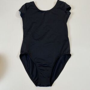 Weismann Dance Girls Black Leotard; Medium Short Sleeve